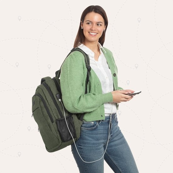 TRVLMORE Rucksack - 28L - 15.6 Zoll - Laptop-Rucksack - Schultasche - Unisex - Spritzwassergeschützt Grün