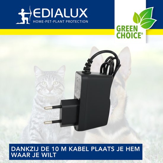 Edialux Netzteil 230 V, Stromversorgung für Ultraschall-Tiervertreiber, 1 m Kabel + 10 m Verlängerungskabel, geeignet für Katzen-, Hunde- und Vogelvertreiber, Plug-and-Play