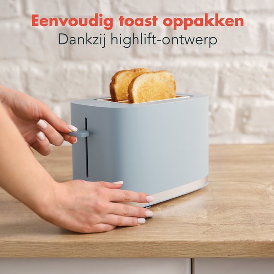 KitchenBrothers Toaster - Toaster - 6 einstellbare Wärmestufen - 2 extra breite Schlitze - 870W - Pastellblau