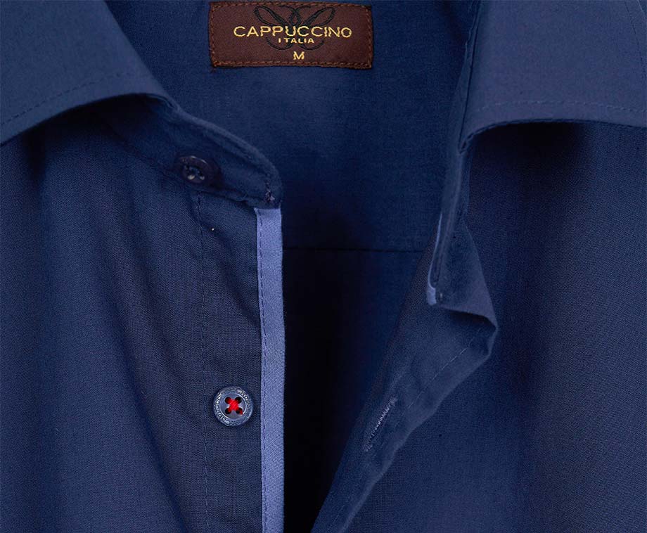Cappuccino Kurzarmhemd Navy Größe L