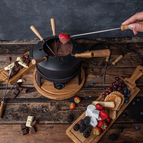 Boska Elektrisches Fondue-Set Pro - Für jede Art von Fondue - 8 Personen - Stilvolles Gusseisen - Extra langes Kabel