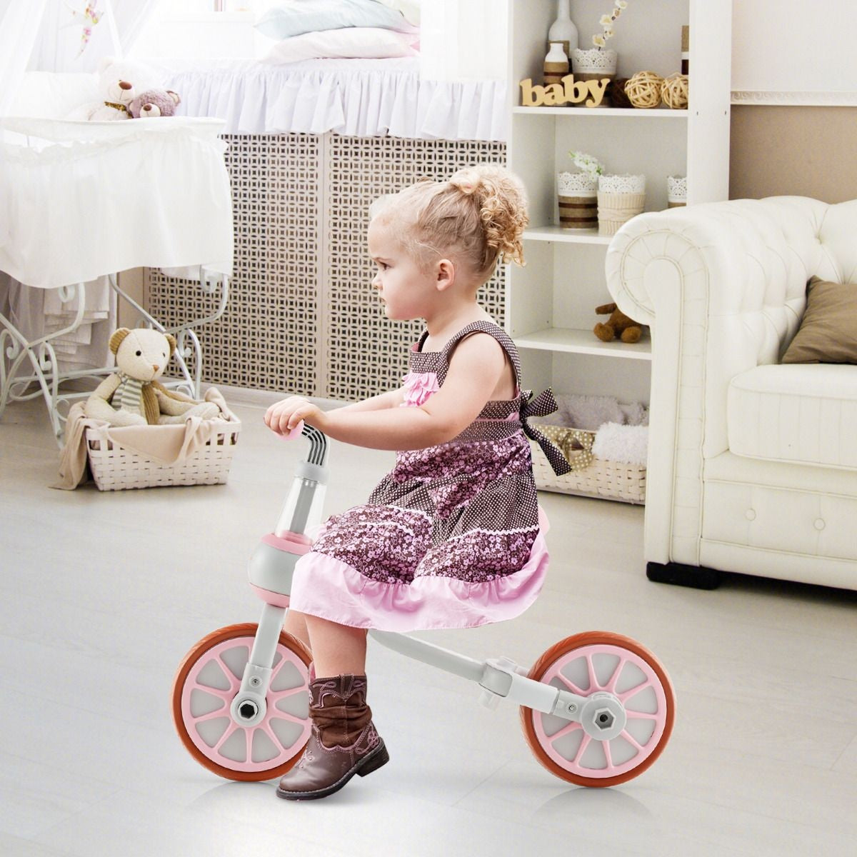 Coast Kids Rad 4-in-1 Vorschalenrad mit Elterngriff 37 x 72 x 101 cm rosa