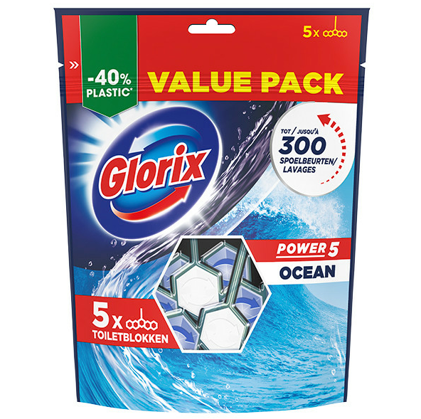 Glorix-Power-5-WC-Blocks-Ozean-5-Stück-Verpackung