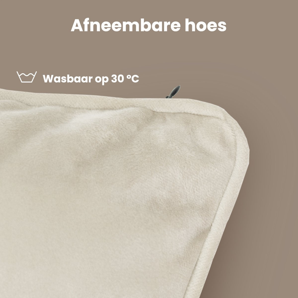 Auronic Wireless Wärmekissen - Samt 45x45 cm | Wiederaufladbar & Elektrisch | Infrarot Heizung | 3 Wärmestufen | Taupe