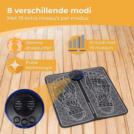 Nuvance - Fußmassagegerät mit Steuerung - EMS-Massagematte - Stimuliert die Durchblutung - Kabellos - Schwarz