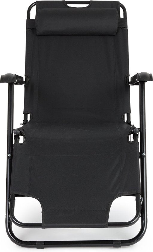 909 Outdoor-Liegestuhl - klappbar - Set 2 - verstellbar - Polyester & Metall - Schwarz
