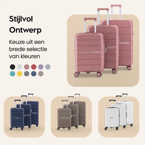 SKYCASES Urban Adventurer - Mittlerer Reisekoffer - Zahlenschloss - 44x27x66cm - 78L - Reisekoffer mit Kofferschloss - Spinner-Räder - Pink