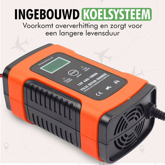 Travelhawk Batterieladegerät - Erhaltungsladegerät - Autobatterieladegerät - Geeignet für Motorrad, Auto, Roller - 12V 6A