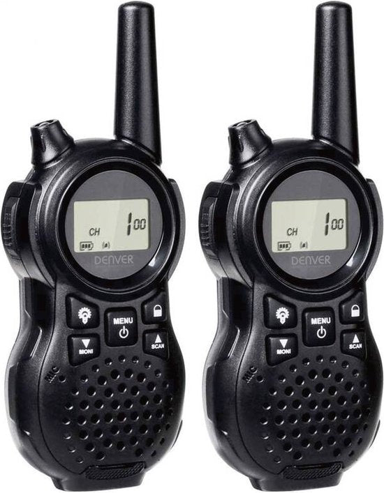 Denver WTA446 Walkie Talkie für Kinder - 5 km Reichweite - 2 Geräte - 8 Kanäle - Gürtelclip