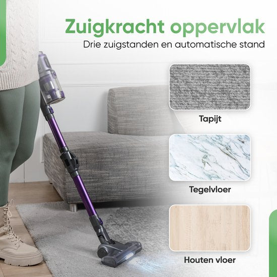 Heevey 4-in-1 Stick Staubsauger Cordless - Flex Stand - Stick Staubsauger Cordless - Bagless Staubsauger - Mit 4 verschiedenen Aufsätzen - HEPA Filter - Handstaubsauger - Dustbuster