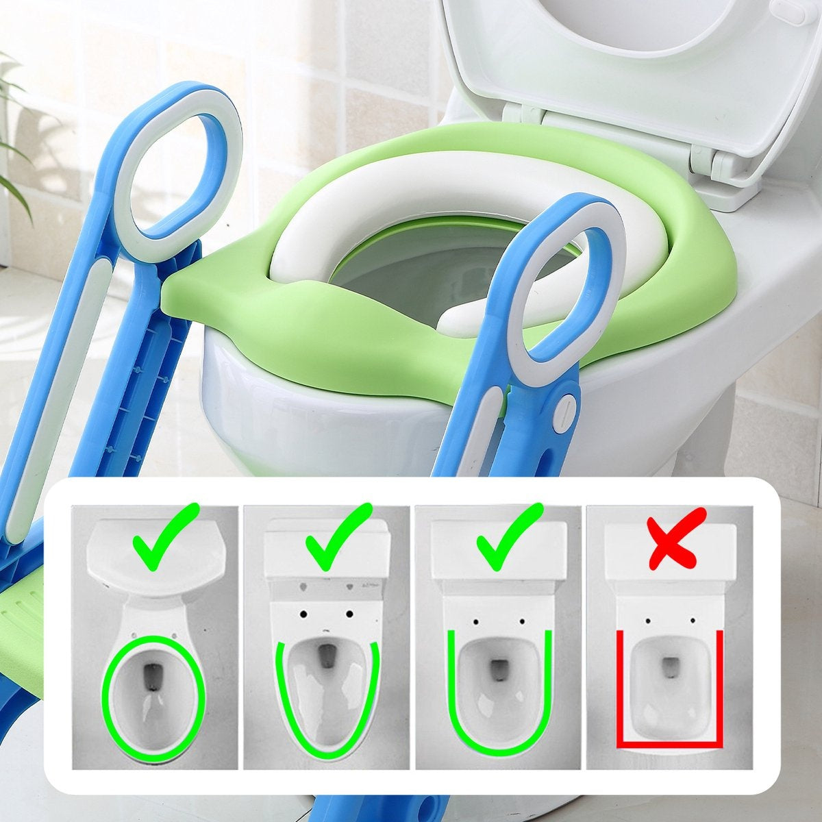 LifeGoods Toilettensitzverkleinerer - Töpfchen Kleinkind - 2 bis 7 Jahre - Grün/Blau