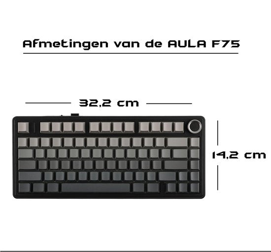 EPOMAKER x AULA F75 - Schwarz/Grau - Mechanische Funktastatur - RGB - 75% - QWERTY - Gaming Tastatur - Leobog Reaper Switch