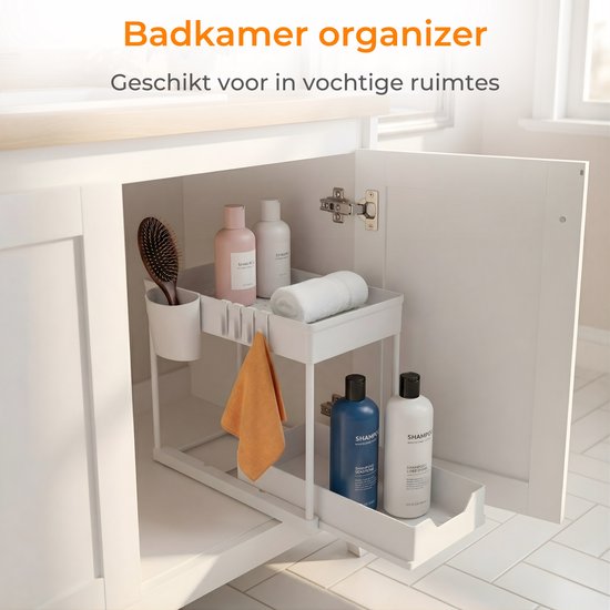 Posity Sink Cabinet Organizer - Kitchen Cabinet Organizer - Sliding Drawer - Cabinet Organizer - Bathroom Organizer - Countertop Organizer - 1 Pull-out Drawer - White