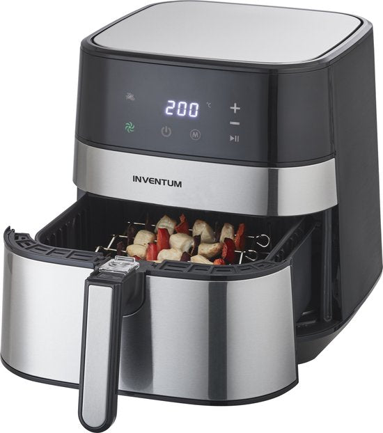 Inventum GF500HLD Airfryer XL – 5 l – 8 Programme – 80–200 °C – Für bis zu 5 Personen – Silber/Schwarz