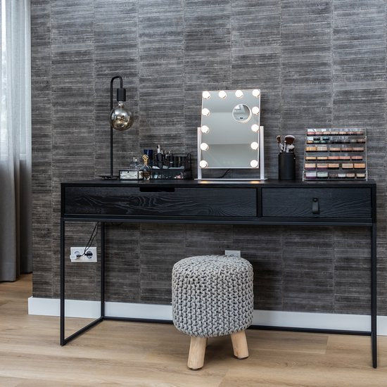 Mirlux Make Up Hollywood-Spiegel mit Beleuchtung (44x30cm) Vision - Dimmbare LED-Birnenbeleuchtung - 13 Lampen - Schwarz