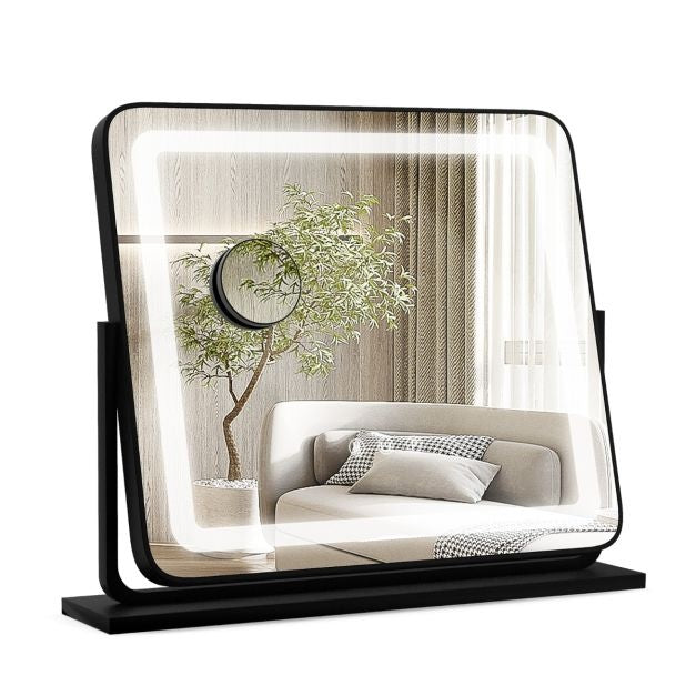 Coast Make-up-Spiegel - Mit LED-Beleuchtung - 3 Lichtmodi - 5-fache Vergrößerung - Neigbar - 56 x 12 x 48 cm - Schwarz