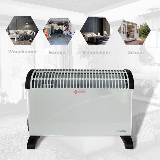 Mesko Elektrokonvektor - 3 Heizstufen - 2000W - bis zu 20m² - Weiß - einstellbarer Thermostat