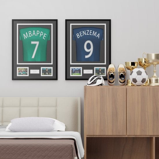 Avalo Bilderrahmen Aluminium - Einrahmung Fußballtrikot - 3D Box Frame - 60x80 CM - Schwarz - Tiefer Rahmen - Einrahmung Trikot im Bilderrahmen