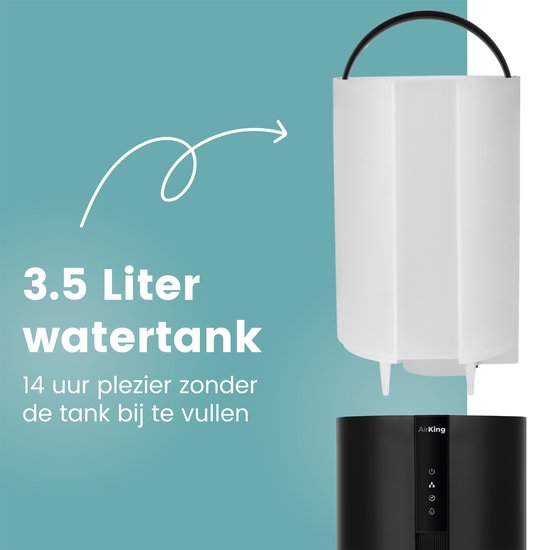 AirKing Luftbefeuchter - Schwarz - Topfill - 3,5 Liter - Hygrometer - Aroma