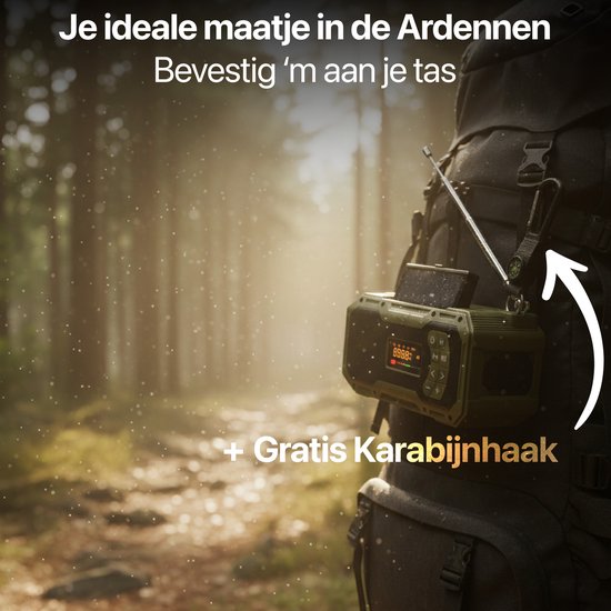 Solarbetriebenes Notradio mit Handaufzug – DAB+ / FM-Notradio – 5000 mAh Powerbank mit Solarenergie – Baustellenradio – Badezimmerradio – Notfallpaket