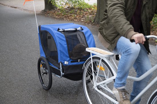 Bicycle Gear Hundefahrradanhänger - Blau - 40kg - Mit Regenschutz & Reflektoren