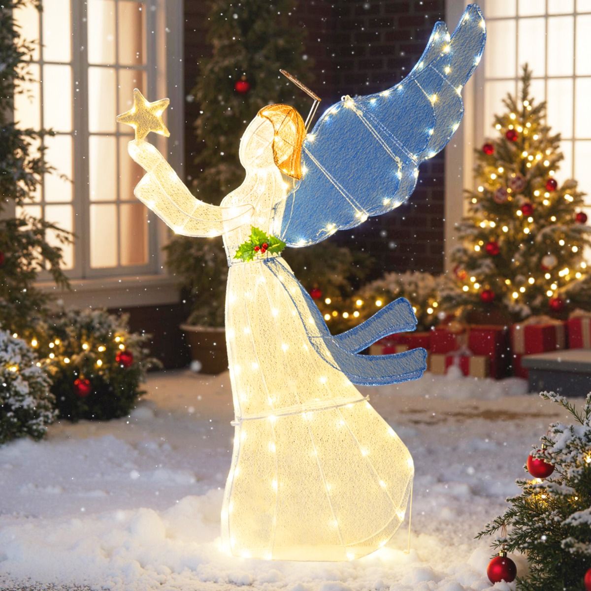 Coast Beleuchteter Weihnachtsengel mit Stern - LED-Lichtern - 152 cm
