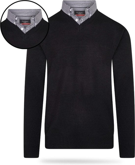 Pierre Cardin - Herren Pullover Mock Pullover - Schwarz - Größe S