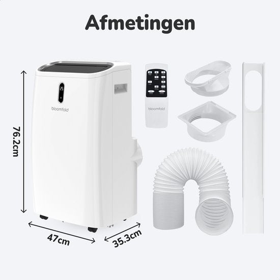 Bloomfold Mobile Air Conditioner - 12.000 BTU - 4-in-1 - Klimaanlage mit Fensterdichtungs-Kits - Schlafzimmer - Wohnzimmer - kühlen bis zu 35m²