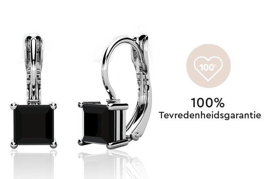 Yolora Damen Ohrringe - Schwarze Kalpa Camaka Kristalle - Silberfarben - Schwarzer Kristall - 18K Weißgold vergoldet - Damen Ohrringe Silber - Luxuriöse Geschenkbox - Schmuck - Geschenkbox - Exklusive Geschenkverpackung - Geschenkbox - Schöne Geschenkverp