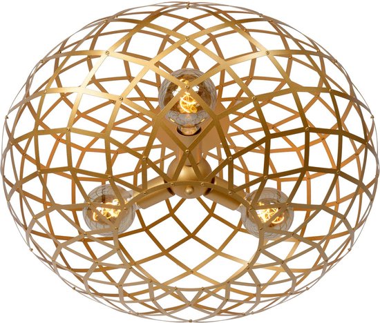 Lucide WOLFRAM - Deckenleuchte - Ø 65 cm - 3xE27 - Matt Gold / Messing