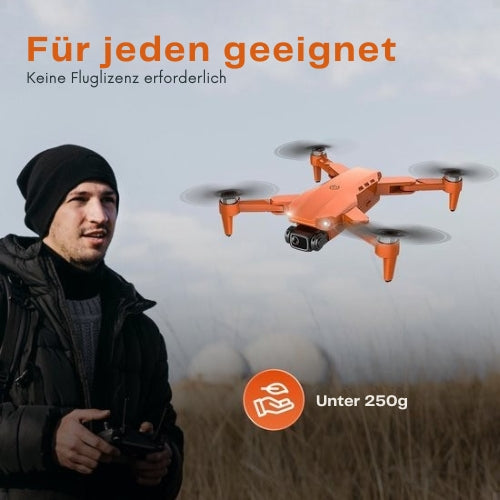 PuroTech - Ultra Smart Drohne - 4K Full HD Dual Kamera - 3 Akkus - 84 Minuten Flugzeit - Orange