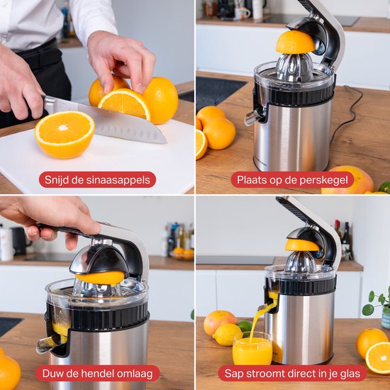 AoraKitchen Zitruspresse - Orangenpresse elektrisch - 600ML - Zitronenpresse - 160W - Saftpresse - 2 Presskegel