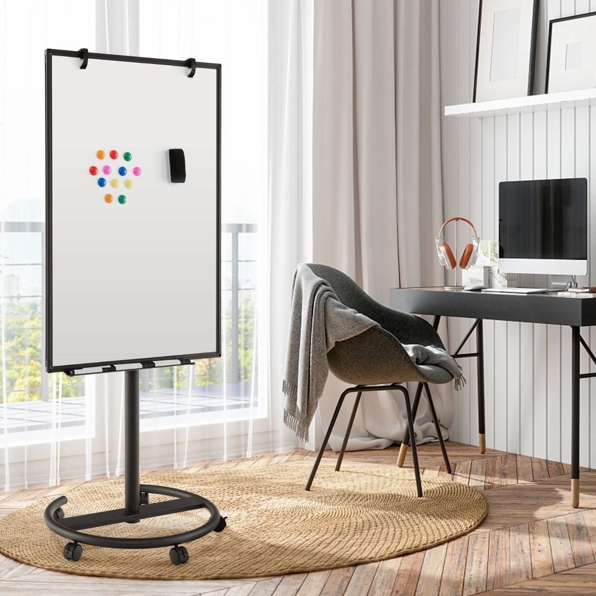 Coast Magnetisches Whiteboard - Inklusive Zubehör - Mobil - 100 x 65 cm - Schwarz