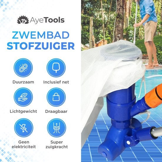 AyeTools Pool Staubsauger - Inklusive Schaufelnetz - Blau