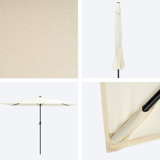 LifeGoods Sonnenschirm - 270x180cm - 30° neigbar - wasserdicht - mit Bezug - Creme