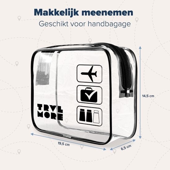TRVLMORE Transparente Kulturtasche - 2 Stück - Schwarz/Transparent