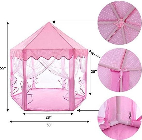 Fuegobird Prinzessin Schloss - 55 "x 53" - Mädchen - Indoor-und Outdoor - Mit LED-Beleuchtung - Rosa