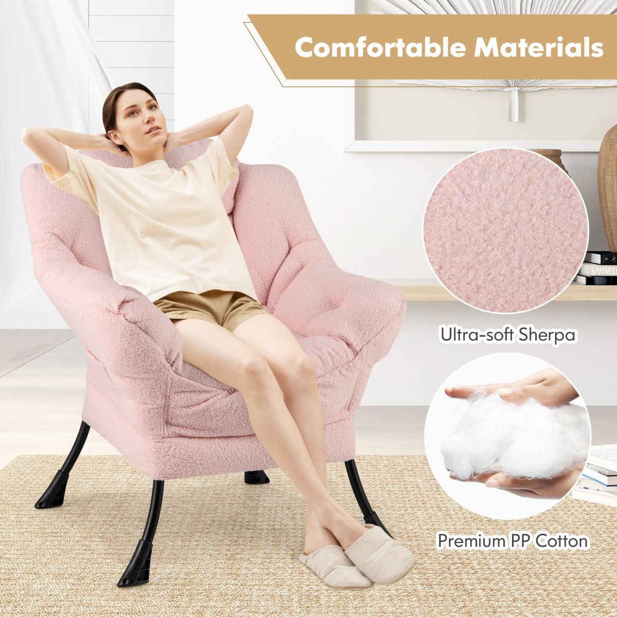Coast Relaxsessel – Ergonomischer Loungesessel mit Kopfkissen – Staufach – Beige 80 x 74 x 97 cm