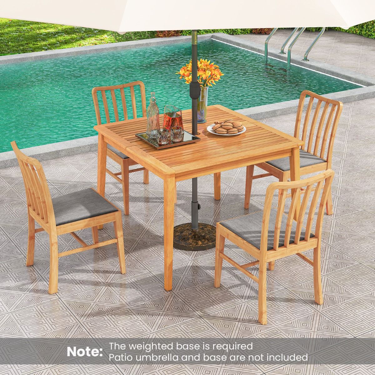 Coast Gartentisch aus Akazienholz – quadratisch – mit Sonnenschirmloch – naturbelassen – 100 x 100 cm