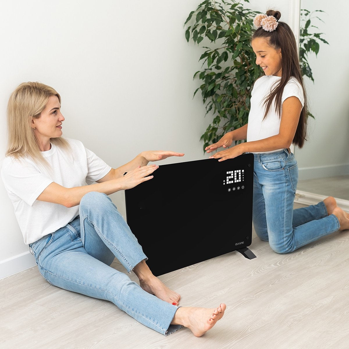 Auronic Elektroherd - Mit Thermostat und Fernbedienung - Bis zu 22 m3 - 2000 W - Schwarz