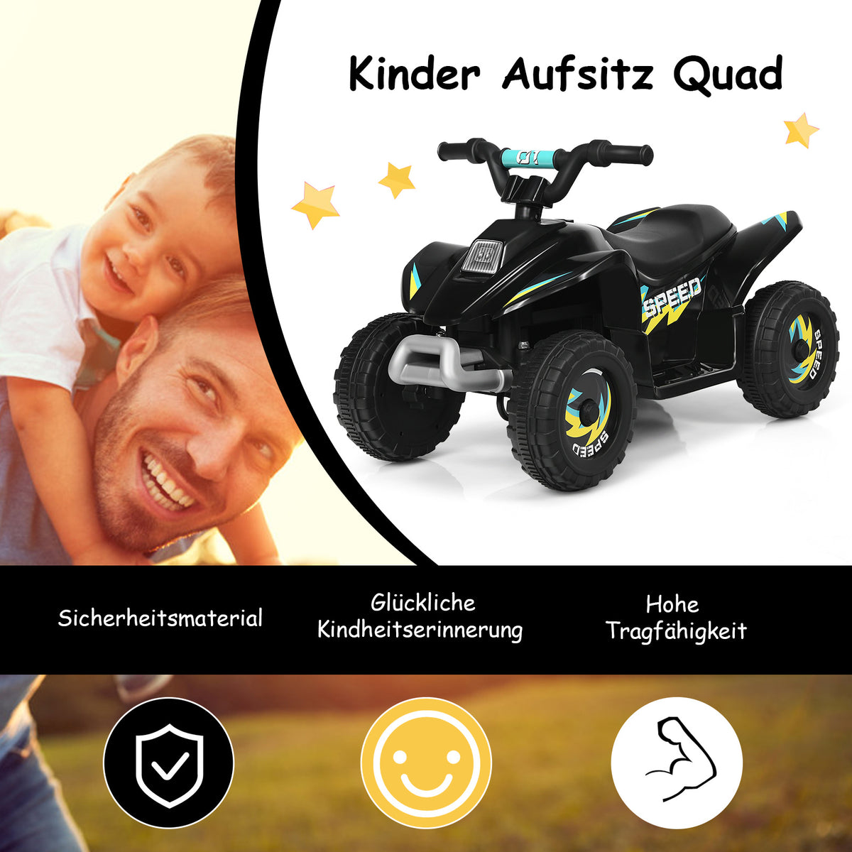 Coast Elektroauto für Kinder Elektro-Kinder-Quad Kinder-Motorrad 73 x 40 x 44,5 cm schwarz