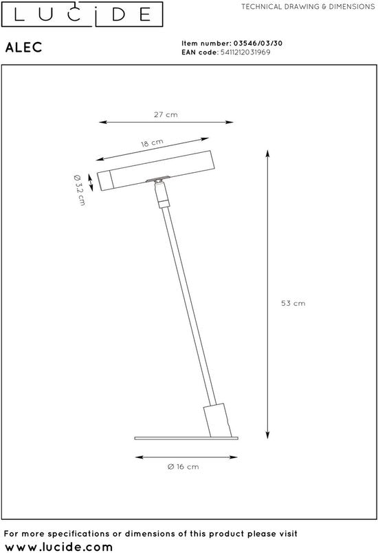 Lucide ALEC – Schreibtischlampe – LED 3-Stufen-Dimmer – G9 – 1x3W 2700K – Inklusive austauschbarer Ringe – Schwarz