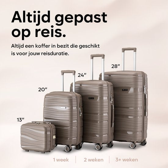 SKYCASES Travelin' Charm Handgepäck Koffer - 40L - Zahlenschloss - 35x21x54 cm - Leicht & Langlebig - Inklusive gratis Tasche - Champagner
