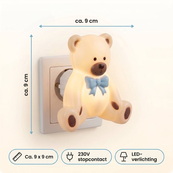 Cheqo® Nachtlicht für Kinder für Kinder- und Babyzimmer – Baby-Nachtlicht „Bärchen“ – Steckdosenlampe – LED-Nachtlicht für das Schlafzimmer – Steckdosenlampe mit Tiermotiv – Stimmungslicht – Warmweißes Steckdosenlicht für Kinder und Kleinkinder