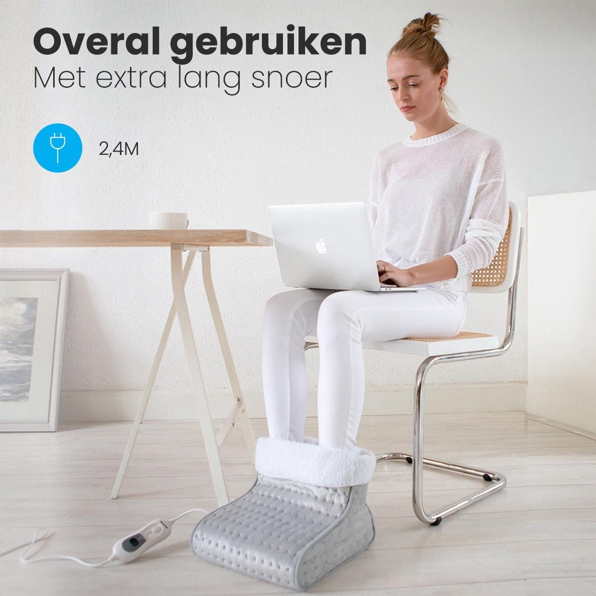 Auronic Elektrischer Fußwärmer - mit Timer und Überhitzungsschutz - 100W - Erwachsene - Grau