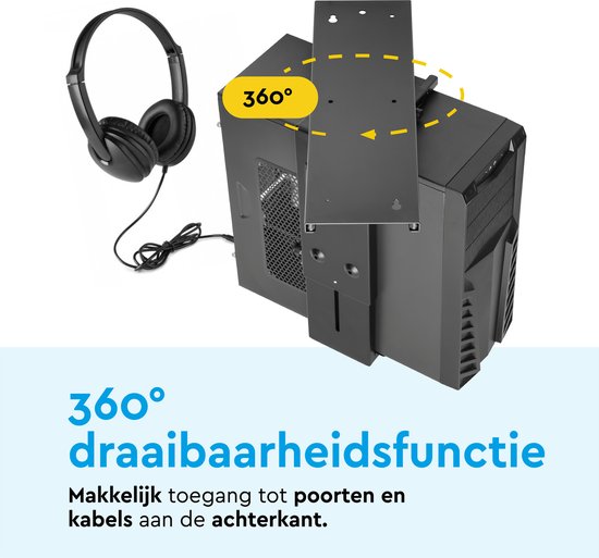 BRASQ Universal CPU-Halterung Schwarz - Verstellbarer CPU-Ständer - Kabelmanagement - 360-Grad-Drehung - Kapazität 10 KG
