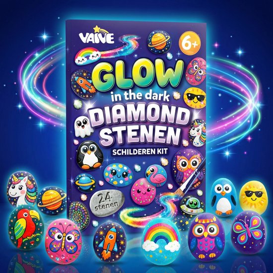 Vaive Steine bemalen, 2109-teilig – Glow-in-the-Dark-Happy-Stones-Bastelset – Basteln – Bastelset für Mädchen und Jungen – Bastelsets