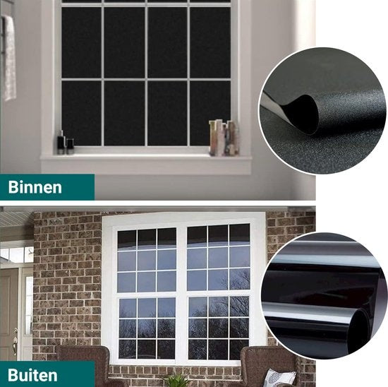 Homewell Verdunkelungstuch 60x200cm - Verdunkelungsfolie für Fenster - Antieinfall, Isolierung und Sonnenschutz - Wiederverwendbar - Statisch - Schwarz