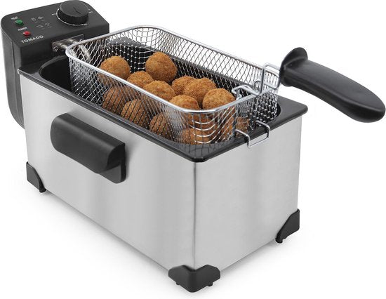 Tomado TDF3001S - Fritteuse - 3 Liter Fassungsvermögen - 2200 Watt - Kaltzonenfritteuse - Edelstahl