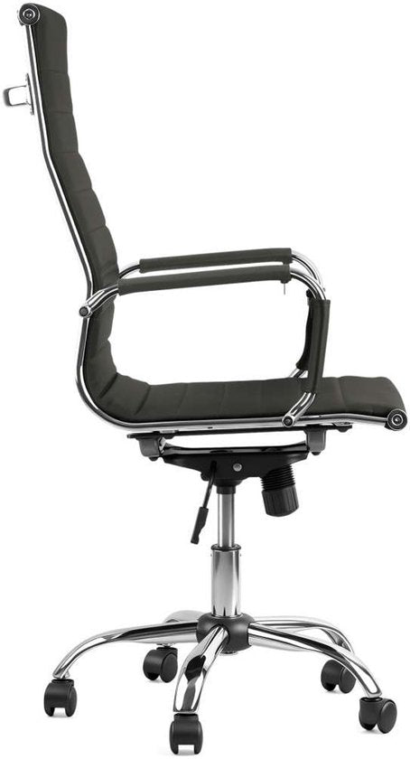 Feel Furniture – Luxuriöser Bürostuhl – Hohe Rückenlehne – Dunkelgrau mit silbernem Gestell